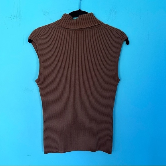 Chico’s Brown Silk Sleeveless Turtleneck Blouse Size Medium - Picture 5 of 10